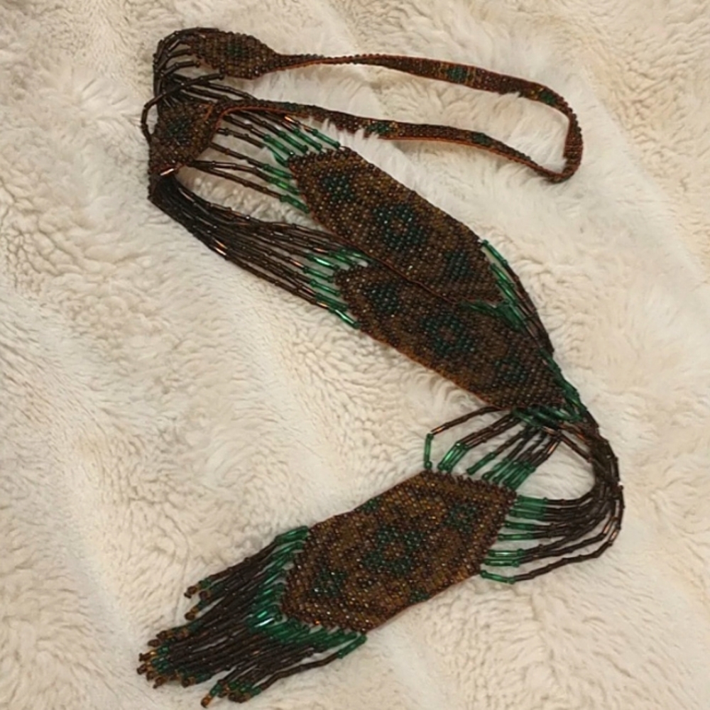 Antique flapper style beaded necklace from Ukraine